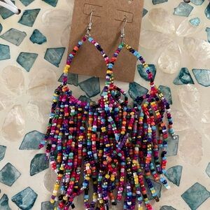 Colorful Beaded Fringe Earrings
